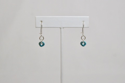 *Mini Mobius Earrings in Blues Enameled Copper